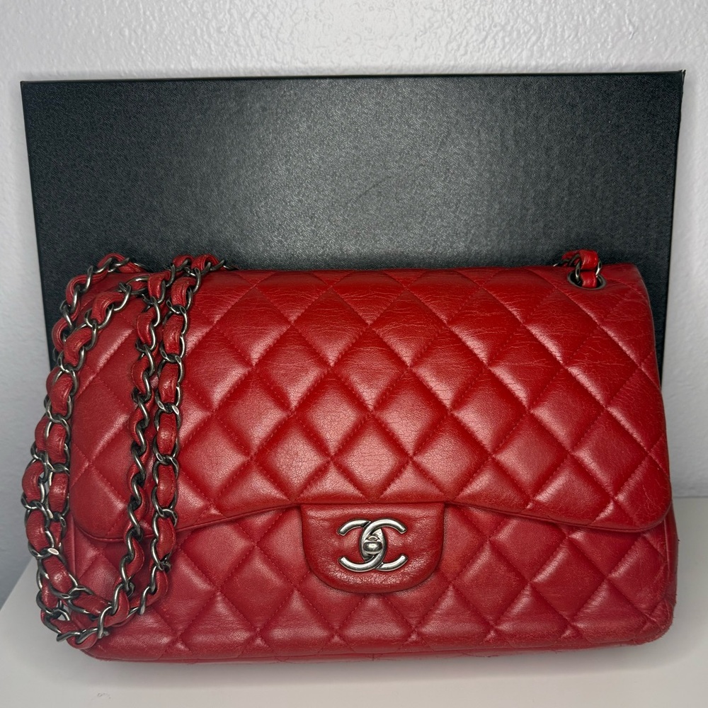 Chanel Classic Double Flap Bag Quilted Caviar Jumbo
